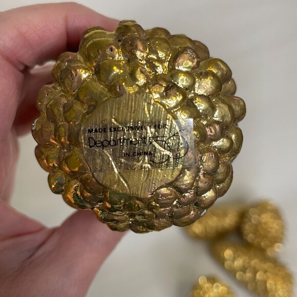 Department 56 Gold-Tone Pinecones (Set of 5) Perfect for Winter or Christmas - Picture 4 of 7